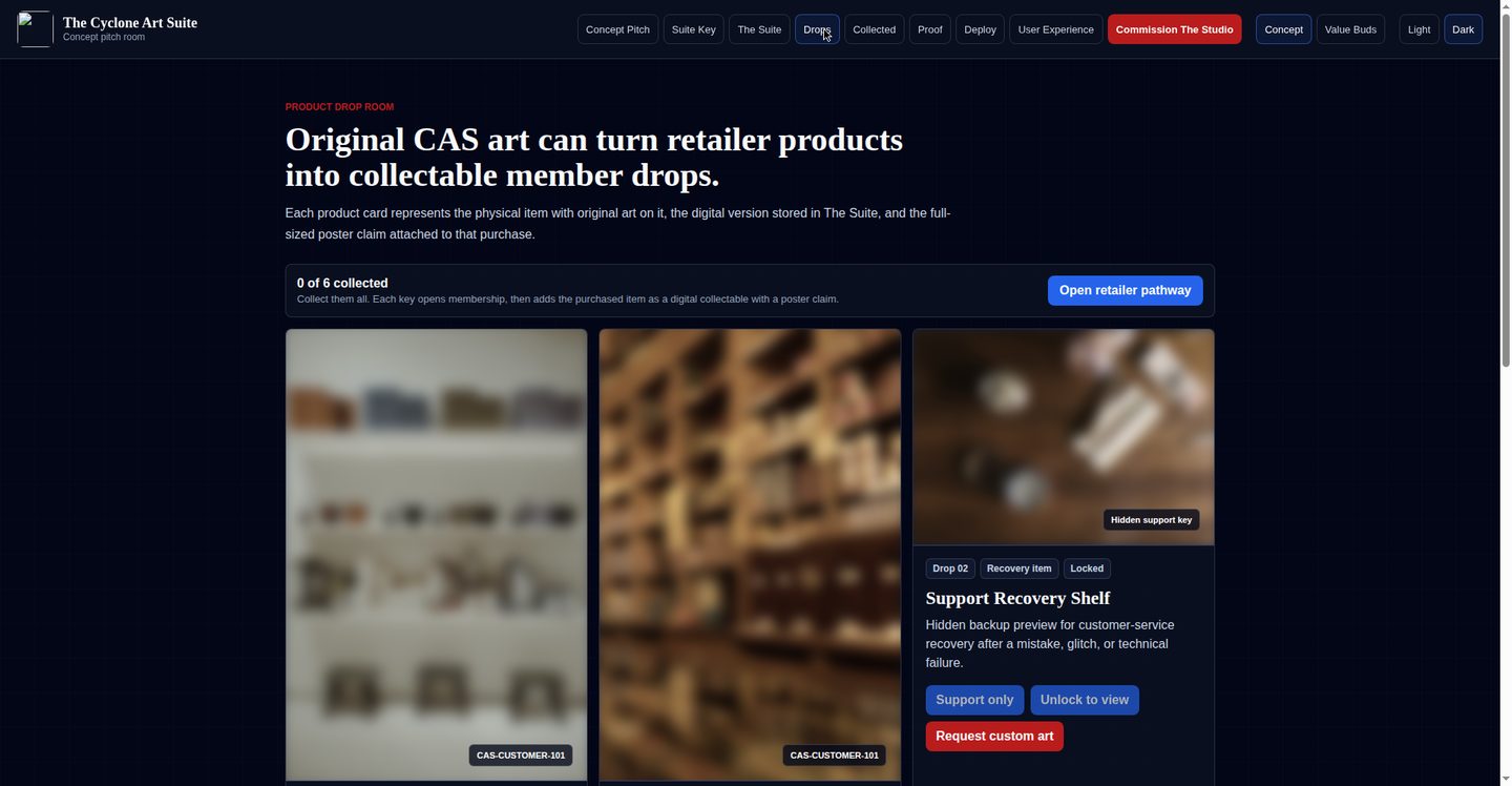 Cyclone Art Suite Product Drop Room