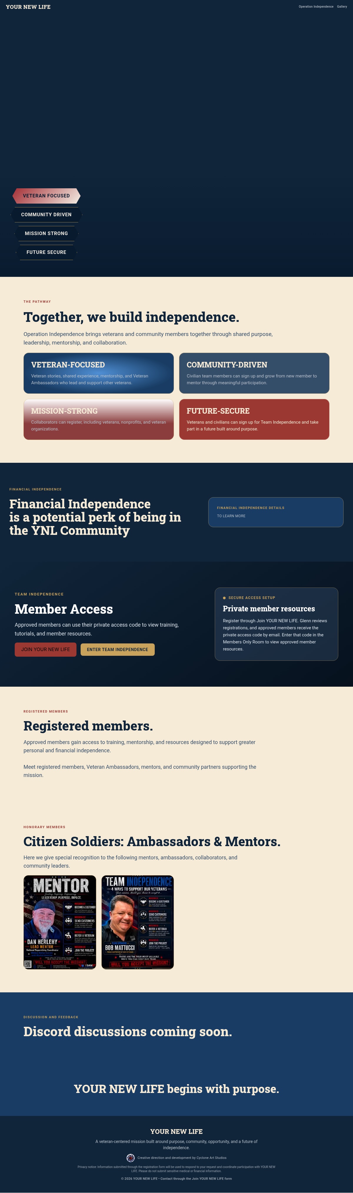 Newest YOUR NEW LIFE Operation Independence Framer page